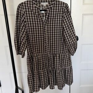 She + Sky  Brown and Tan Checkered Mini Dress